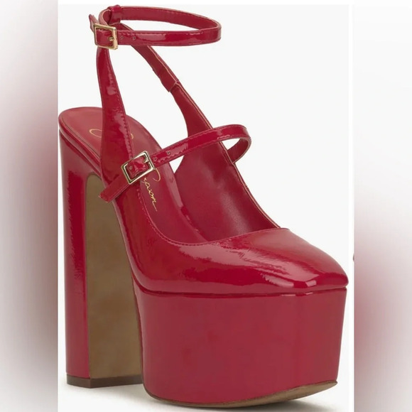 Jessica Simpson Pialley Ankle Strap Platform Pump:Sz 8.5. Richest Red - Picture 2 of 10